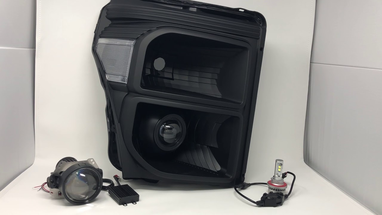 11-16 Super Duty Custom LED Projector Headlights Comparison