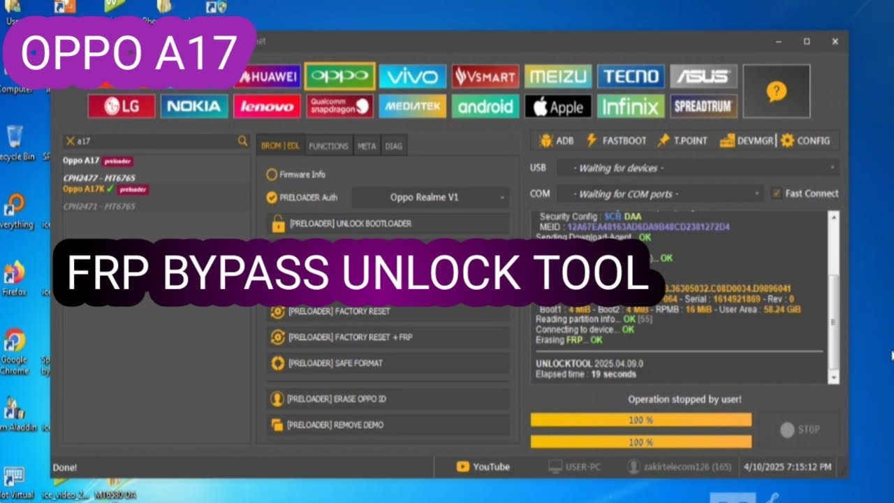 Oppo A17 Frp Bypass Unlock Tool /One Click