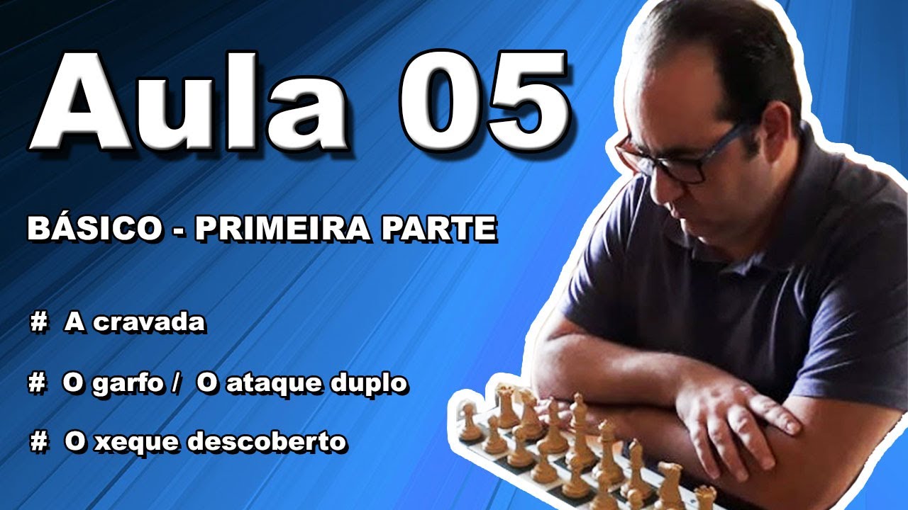 Aula05 - Os temas t&aacute;ticos b&aacute;sicos do xadrez - A cravada, O ataque duplo e o  Xeque descoberto.