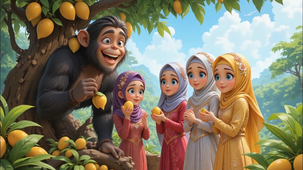 Amazing Riddle Story Of Monkey And Four Princesses_Kids Learning Story In English 