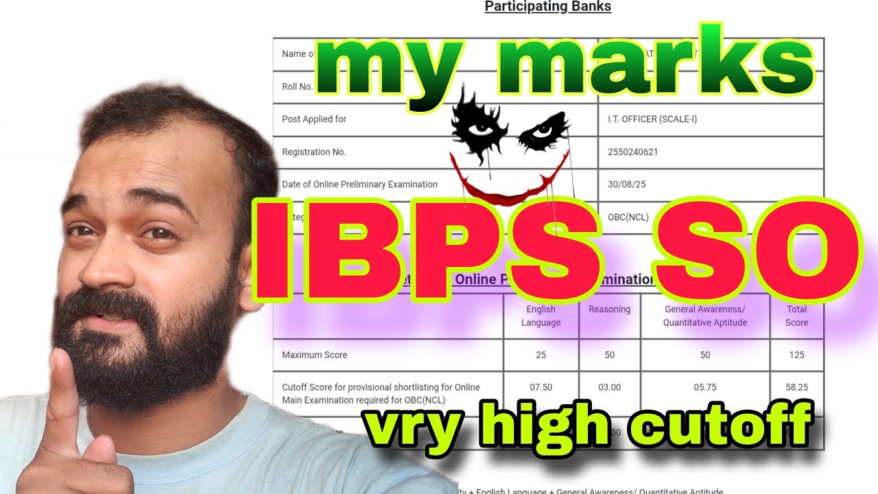 /👽✅🤞/MY IBPS SO(IT-OFFICER) SCORECARD 2025 🔥😡 HIGH CUTOFF🔥#IBPS SO MARKS 2025