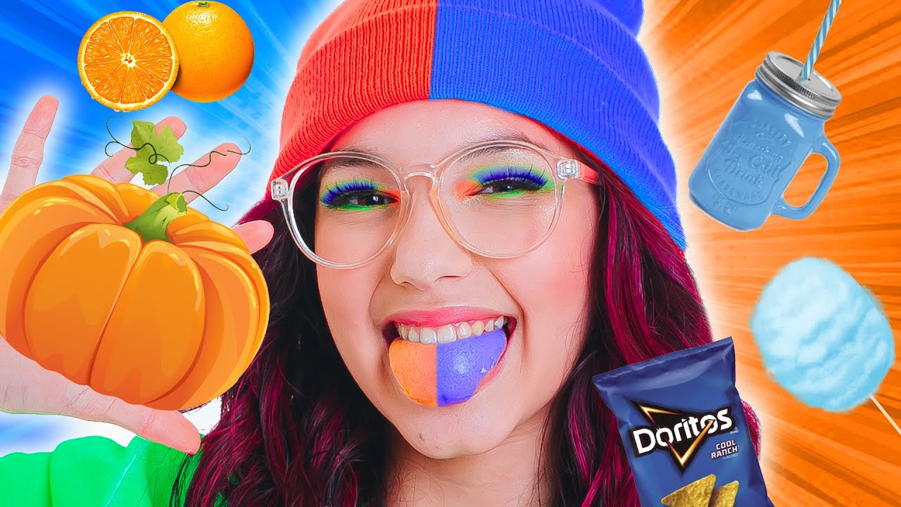COMENDO TUDO AZUL E LARANJA POR UM DIA INTEIRO | Luluca