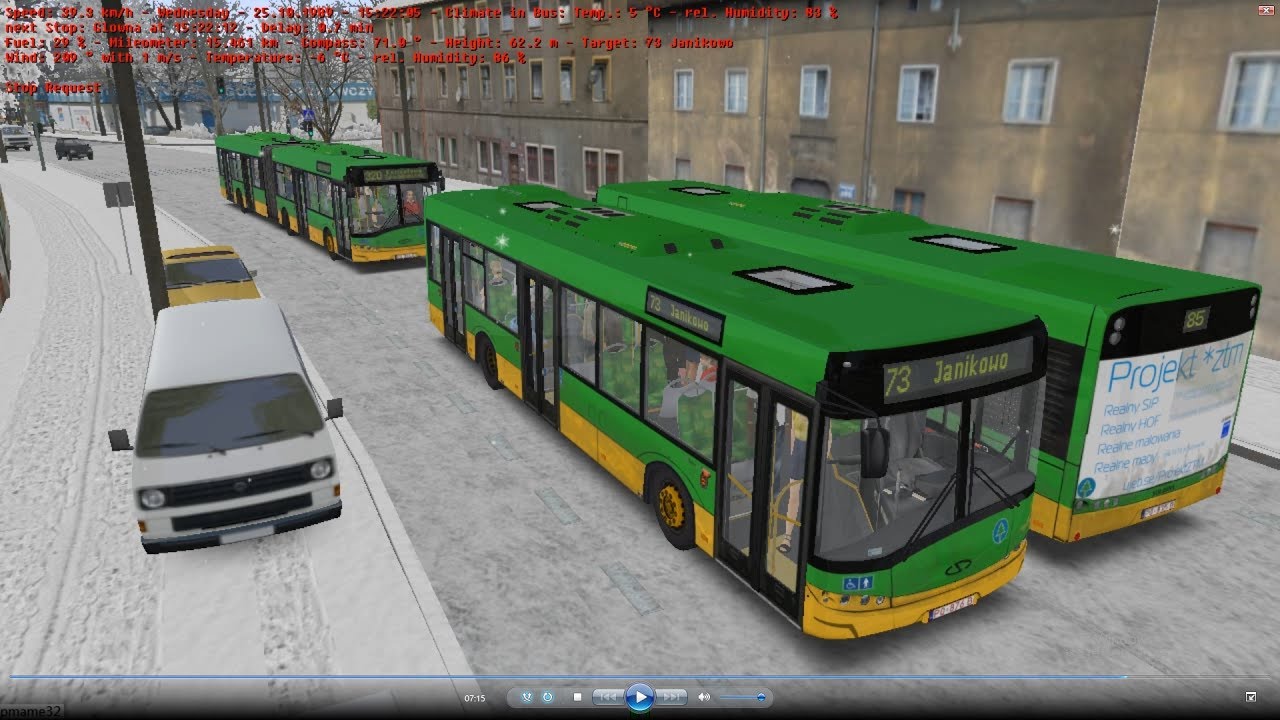 omsi 2 tour (1177) 波蘭 波茲南 Poznan Linia 73 Rondo Srodka - Janikowo @ solaris solaris Urbino 12