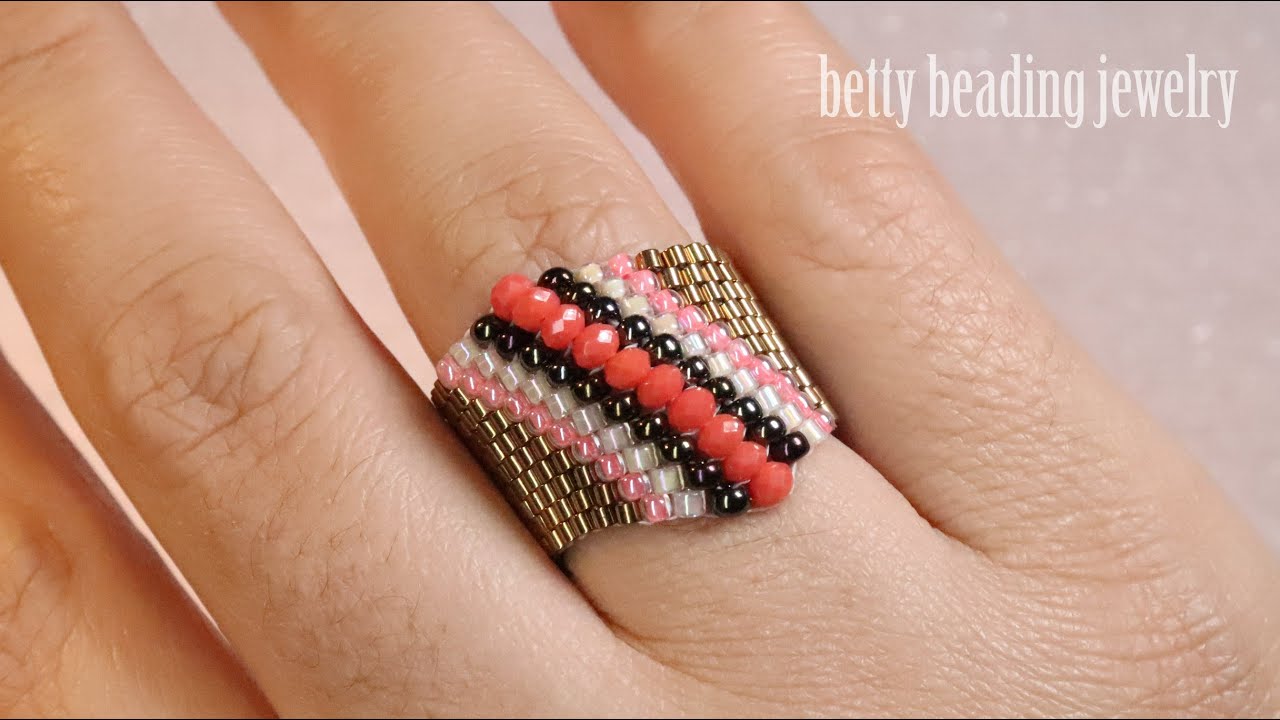 How to make beaded ring beautiful and easy for beginners /Beading tutorials/ DIY