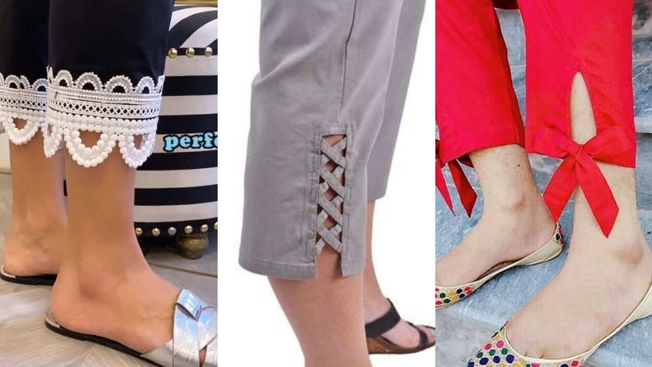 New trendy and stylish trouser designs ladies pant designs capri bottom design salwar poncha design