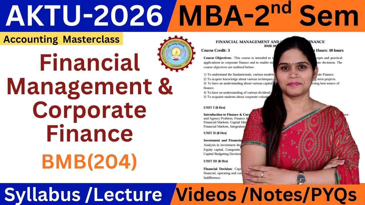 Financial Management & Corporate Finance | MBA 2nd Sem AKTU 2026 | BMB 204 | AKTU MBA 2nd Sem HRM