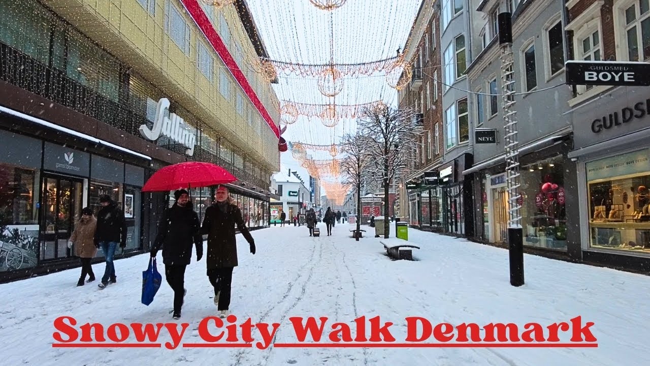 Snowy City Walk In Aarhus, Denmark - #snowday #walkingtour  - Scandinavianwalkingtour 4k