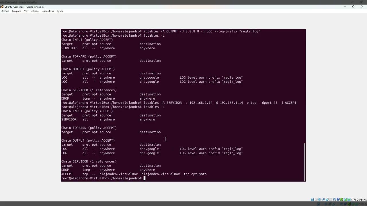 Actividad 1: Tarea. Aplicación de firewall Iptables