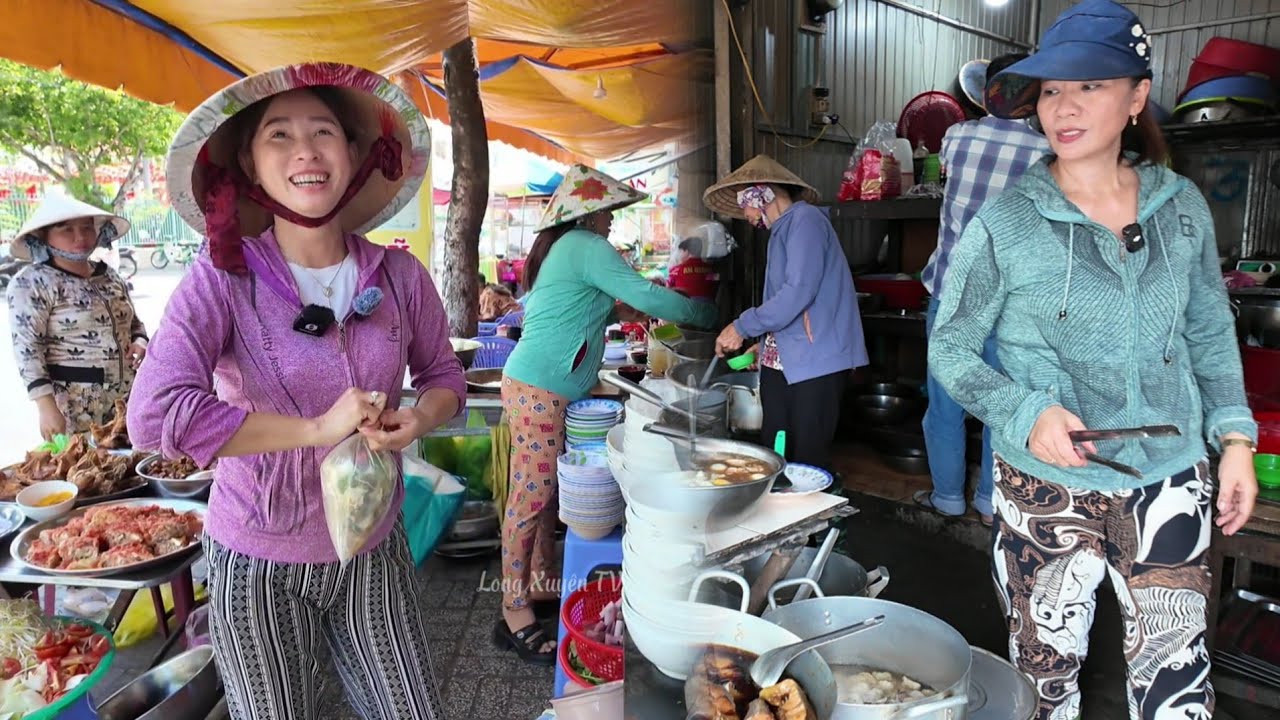 2 chị đẹp vui vẻ bán cơm phần giá rẻ ở Long Xuyên
