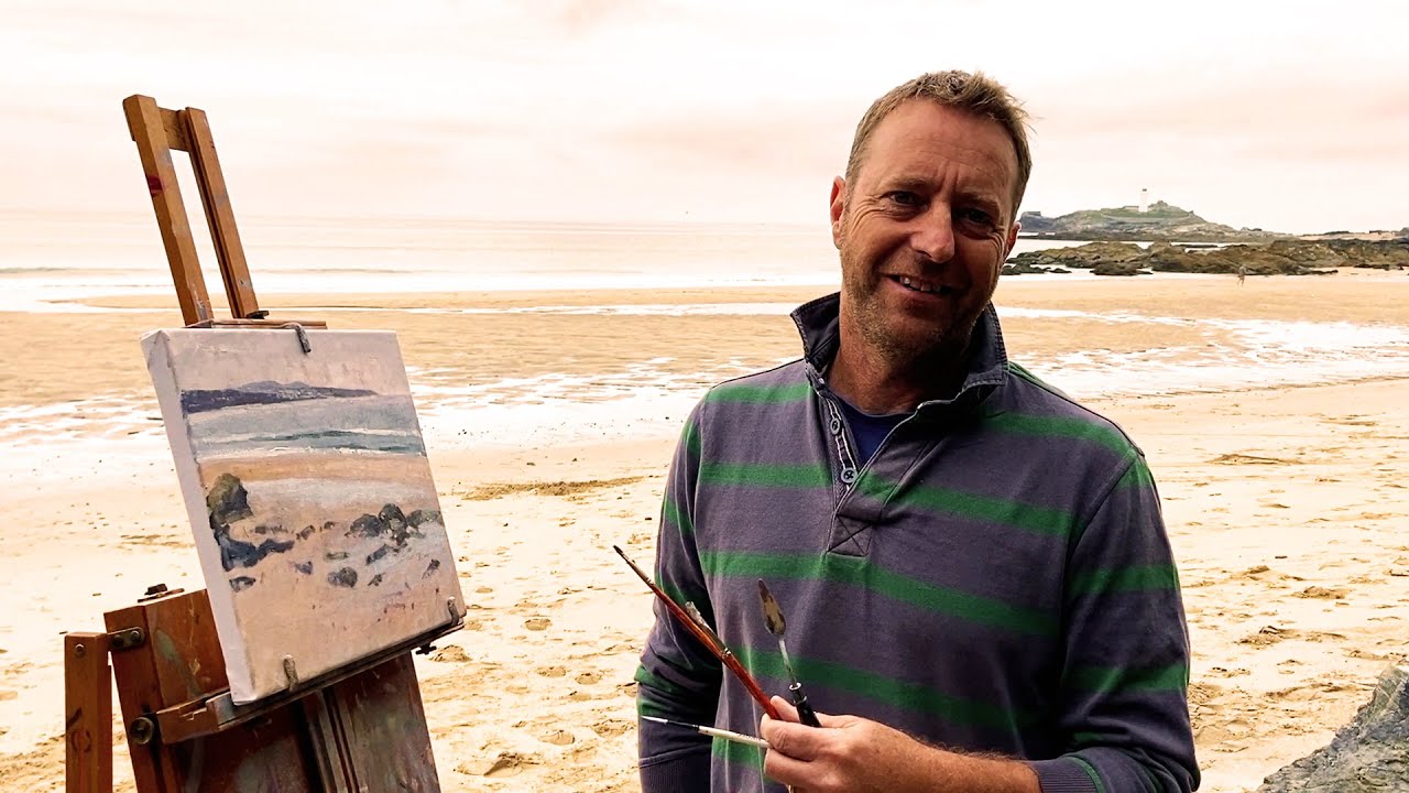 Plein Air Painting in Oils - Godrevy beach Cornwall