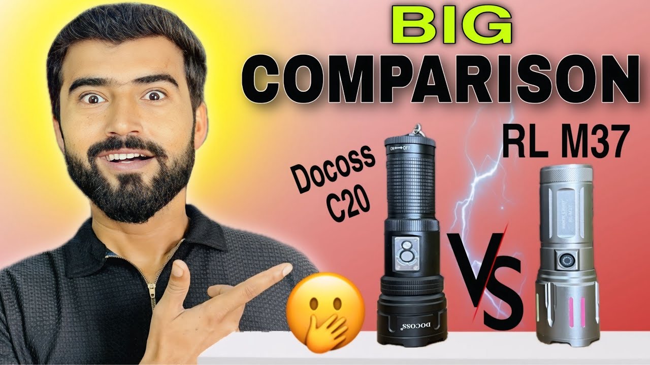 BIG COMPARISON 😳|| Docoss C20 Metal Torch || Rock Light RL-M37 Torch || Best Torch Light In India