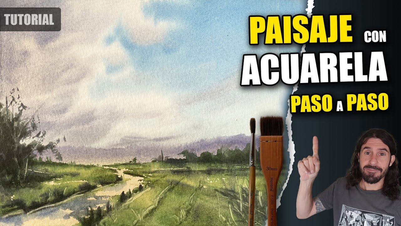 C&oacute;mo pintar un PAISAJE con ACUARELA 🎨 TUTORIAL Completo para principiantes PASO a PASO