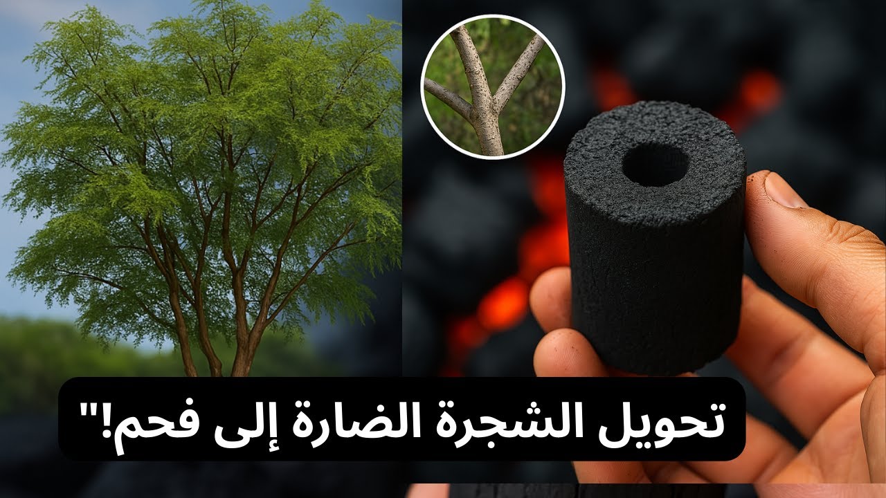 تحويل شجرة المسكيت الضارة إلى فحم مضغوط عالي الجودة – تجربة عملية مذهلة!