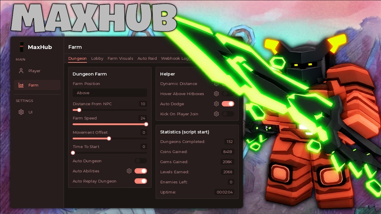 Dungeon Quest Reborn Script | Auto Dungeon, Free, Auto Dodge, Auto Replay | Maxhub