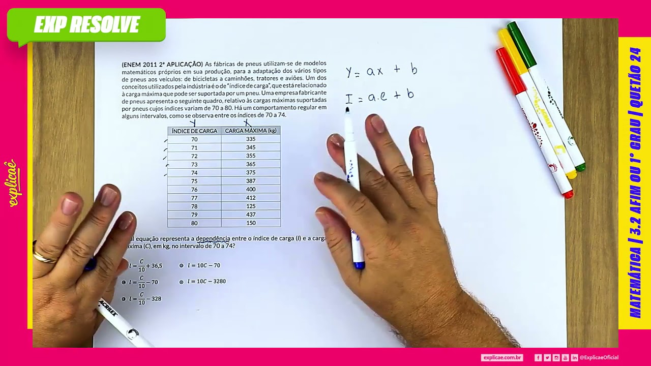 AS FÁBRICAS DE PNEUS UTILIZAM-SE DE MODELOS MATEMÁTICOS PRÓPRIOS EM SUA (...) | AFIM OU 1° GRAU