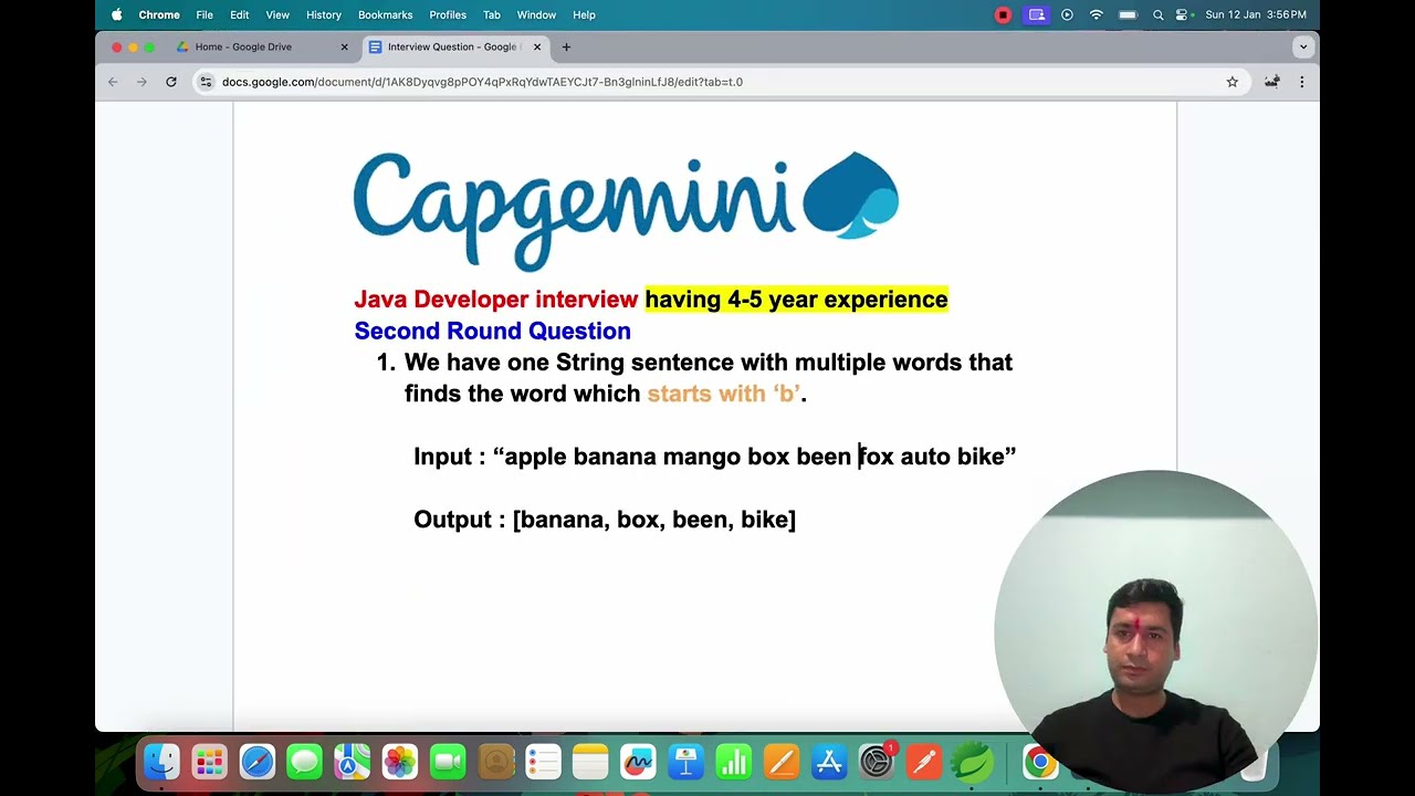 Capgemini Interview Question | Find Words Starting with a Specific Character in a String