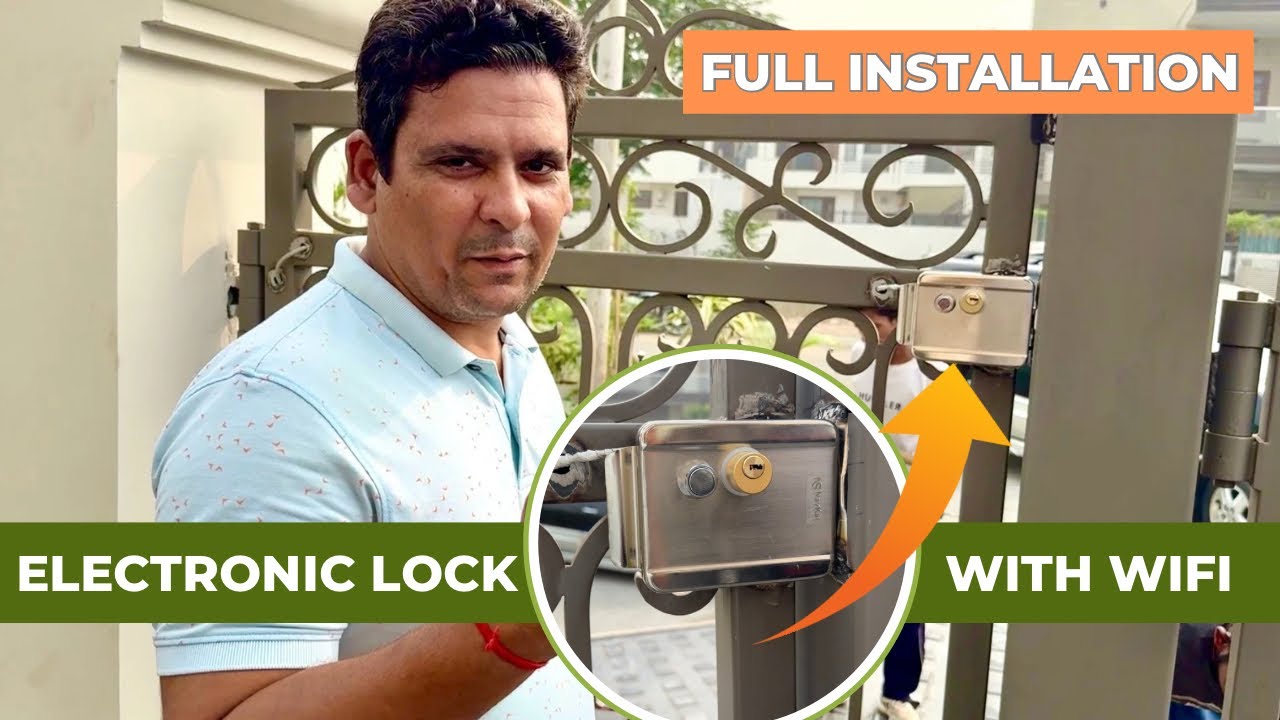How to install Electronic Lock with Wi-Fi | Rim lock installation with Wifi Power supply