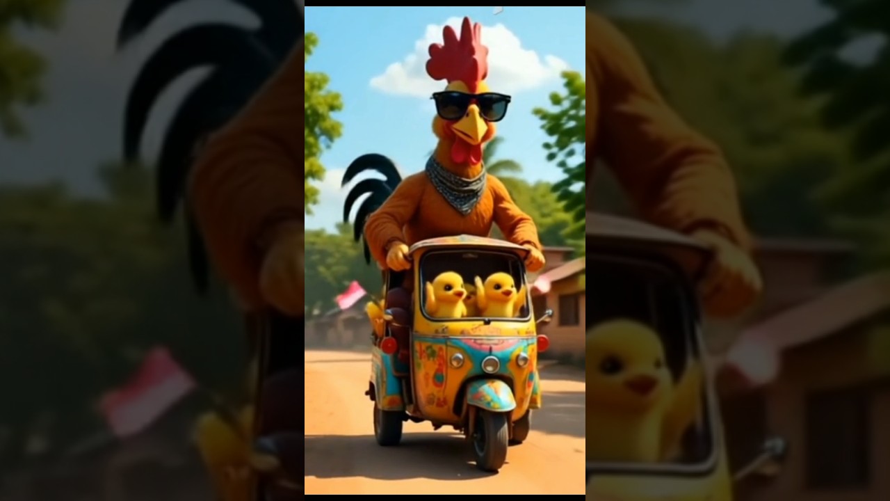 roaster chicken riding rakshaw😂🐓#chicken #funny #birds#shorts#chicken song