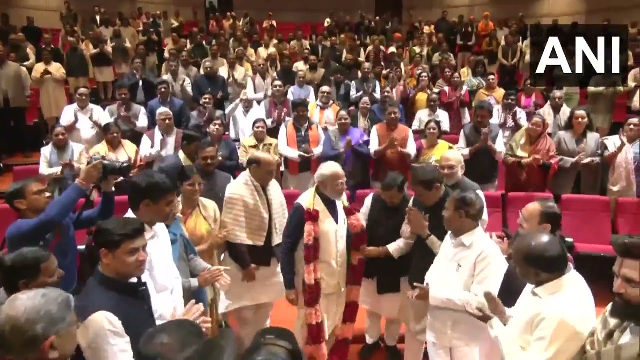#WATCH | Delhi | NDA MPs felicitate PM Modi for the India-US trade agreement
