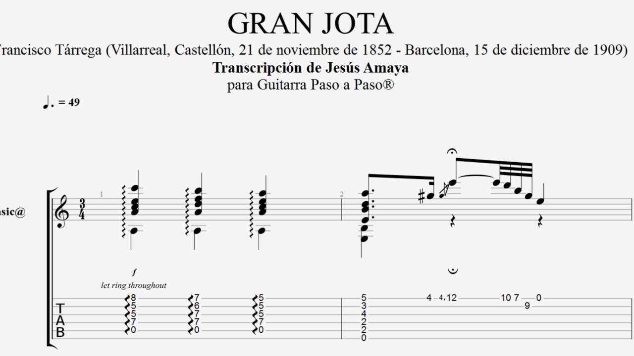 Gran Jota - Francisco Tárrega - Tablatura por Jesús Amaya...