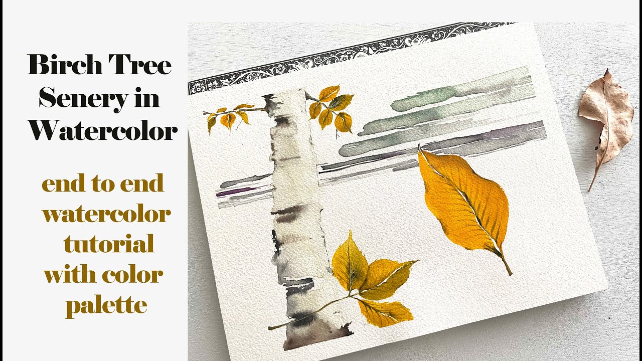 Birch Tree Scenery in Watercolor