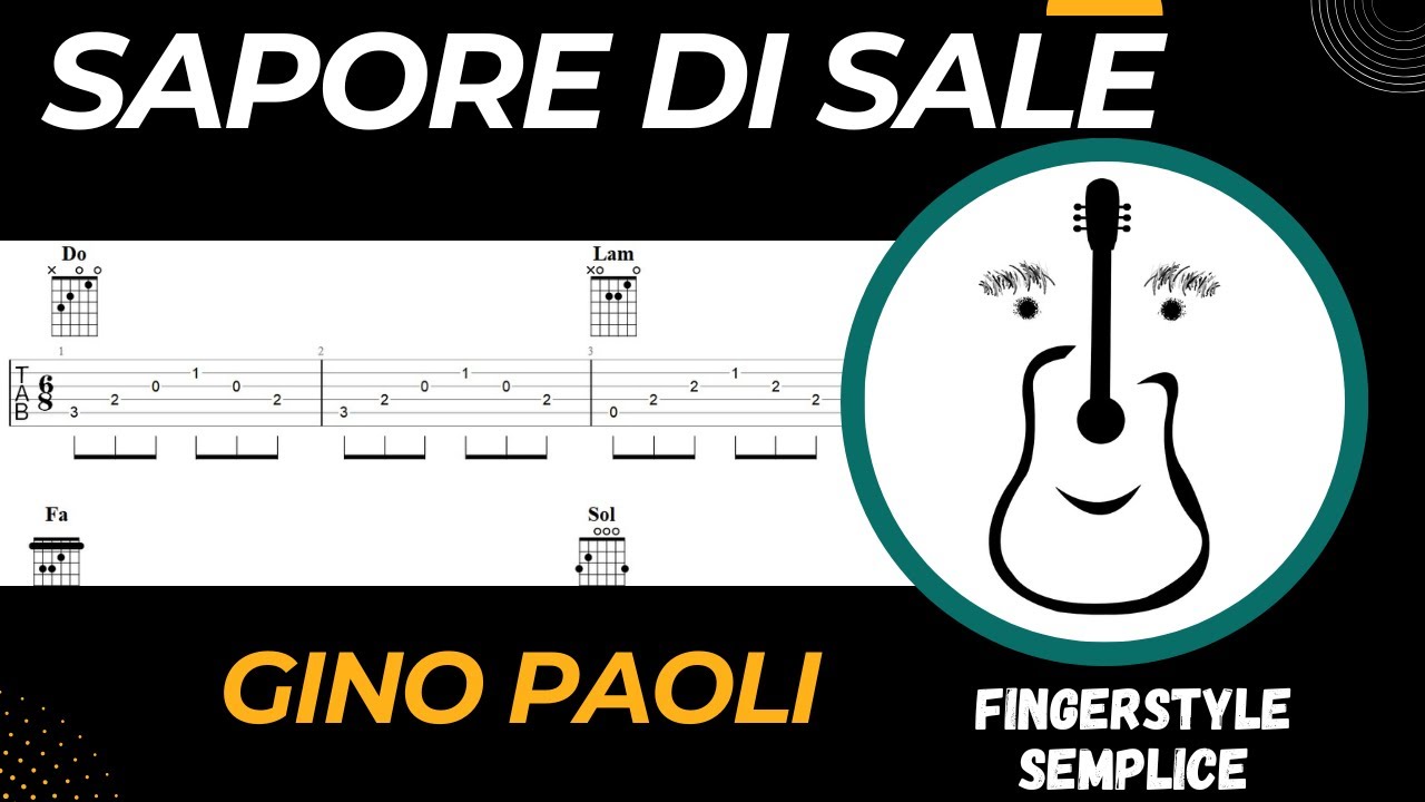 Fingerstyle semplice  - Sapore di sale (Gino Paoli) - Tutorial chitarra