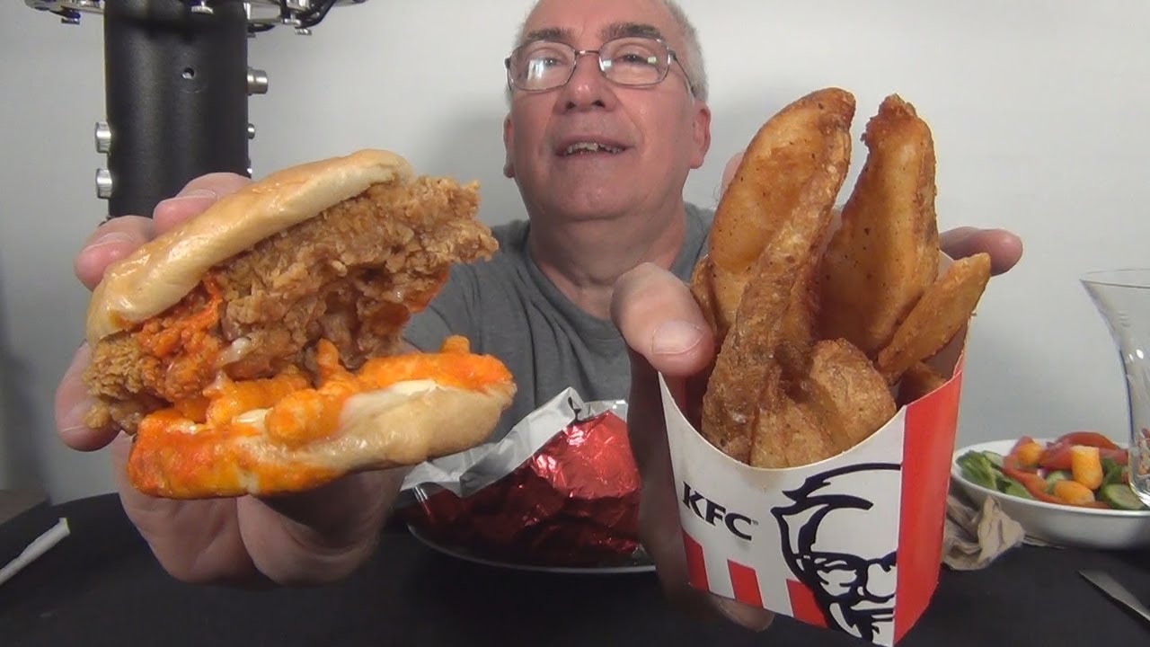 ASMR Eating KFC Cheetos Chicken Sandwich Whispering