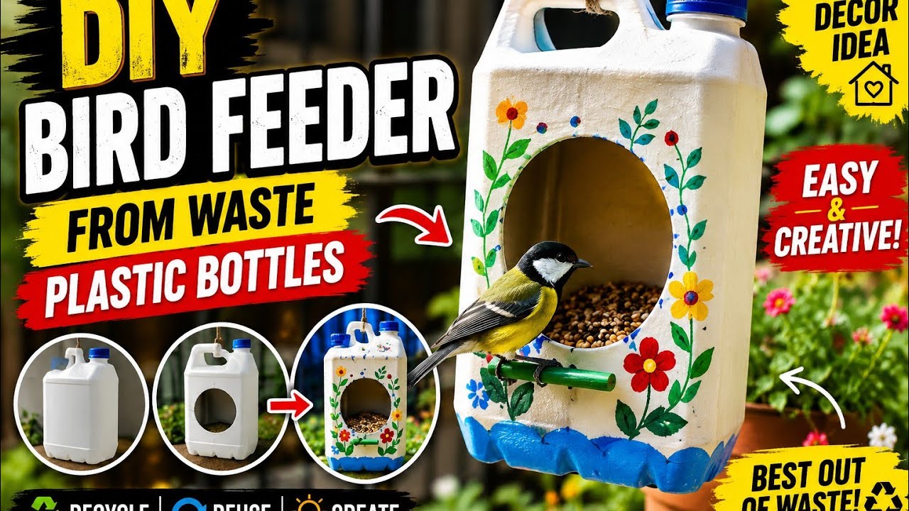 How To Make  Bird feeder /Plastic Bottles Bird House | Home Decor from Waste material craft 