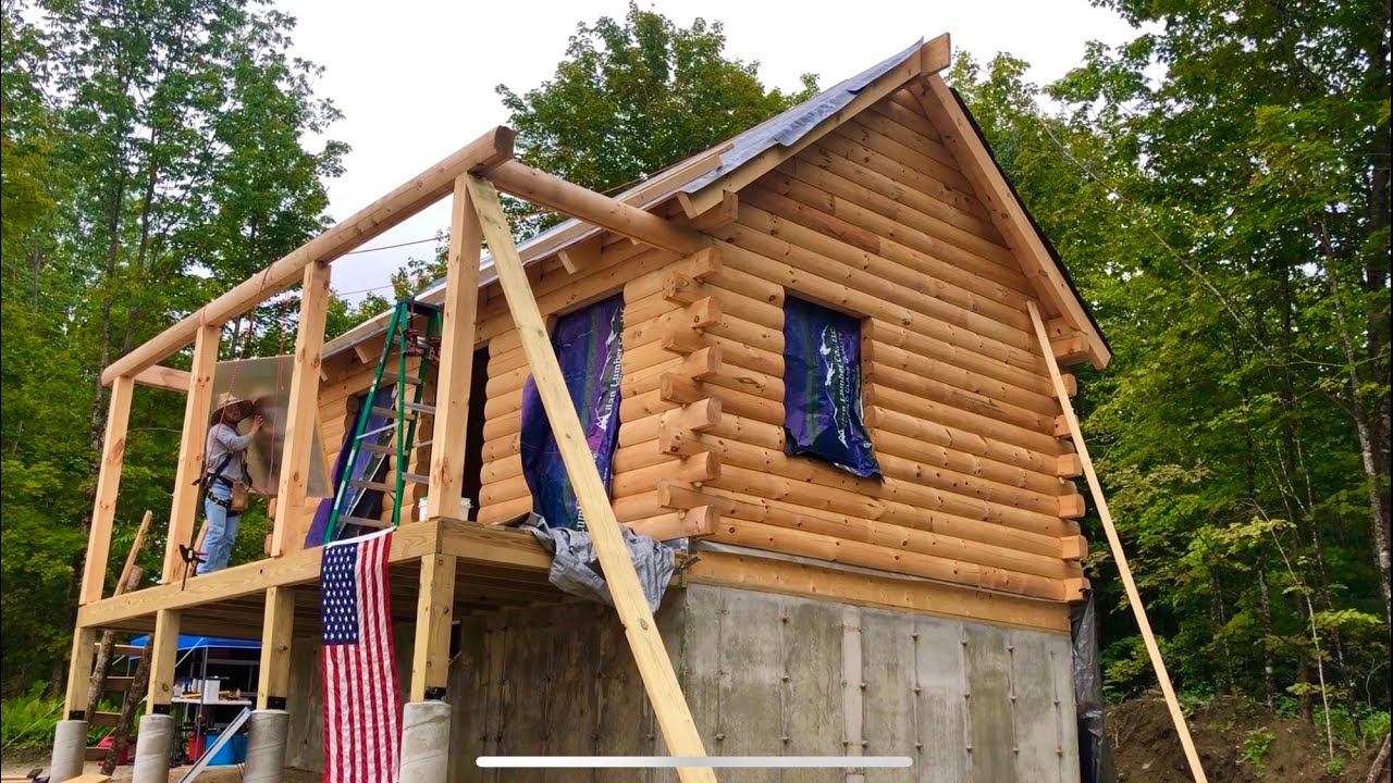 The tar paper is installed on the cabin roof