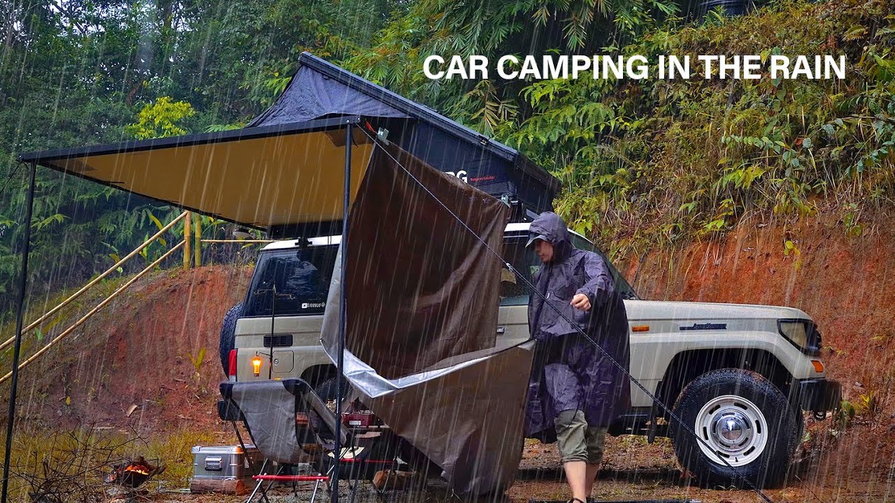 Rainy Day Car Camping in Sea of Cloud | Relaxing Forest ASMR with My Land Cruiser