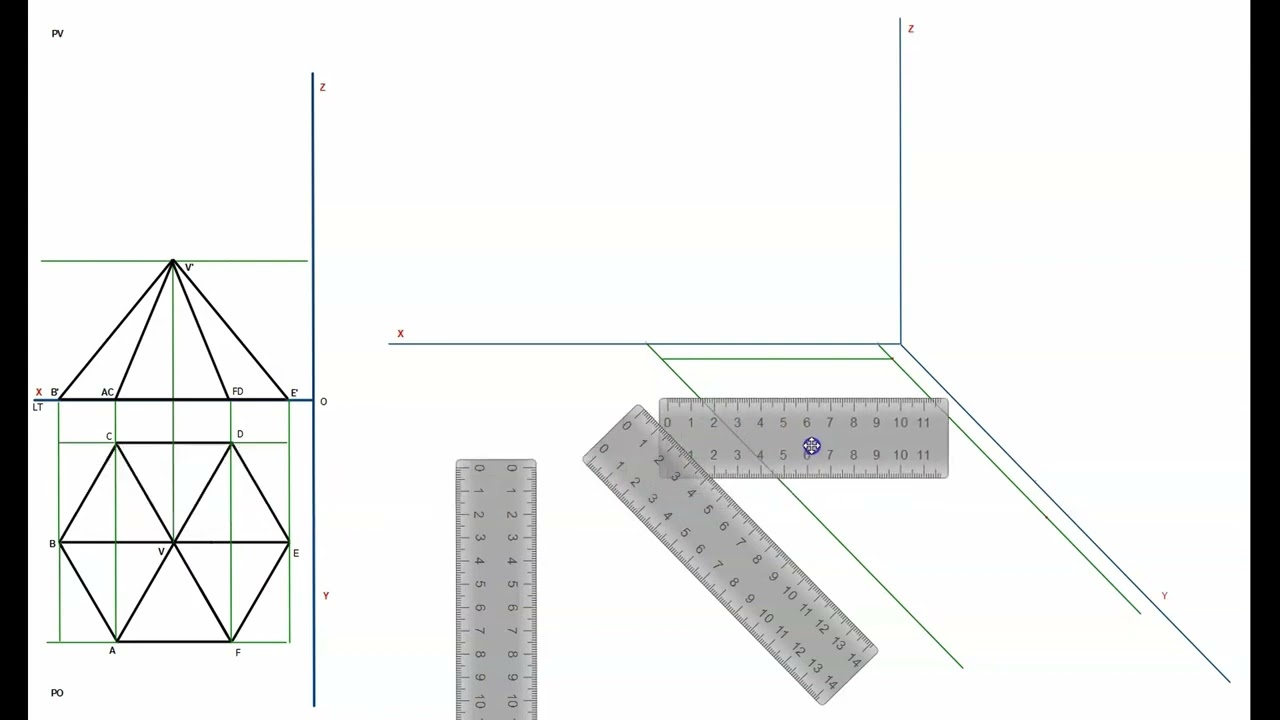 Assonometria cavaliera di una piramide esagonale - Lezione 2