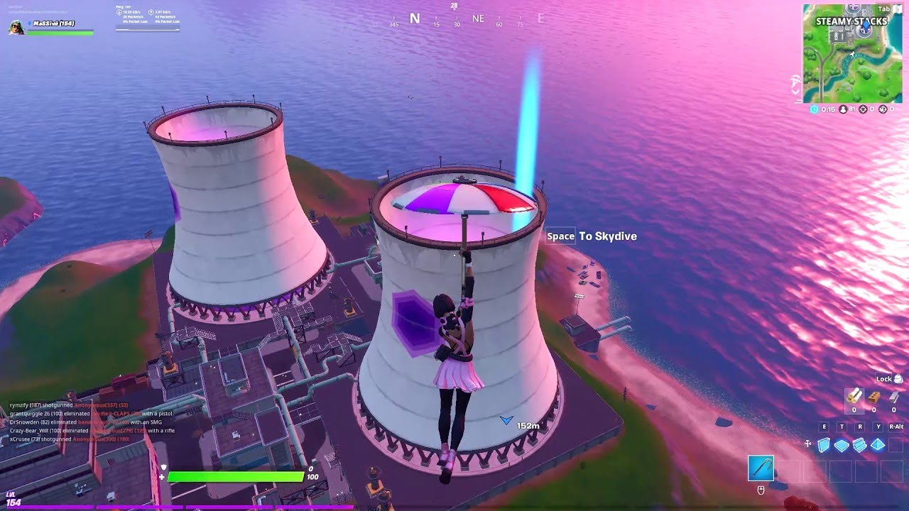 Skydive Through Rings In Steamy Stacks Location (Fortnite Challenge Guide)