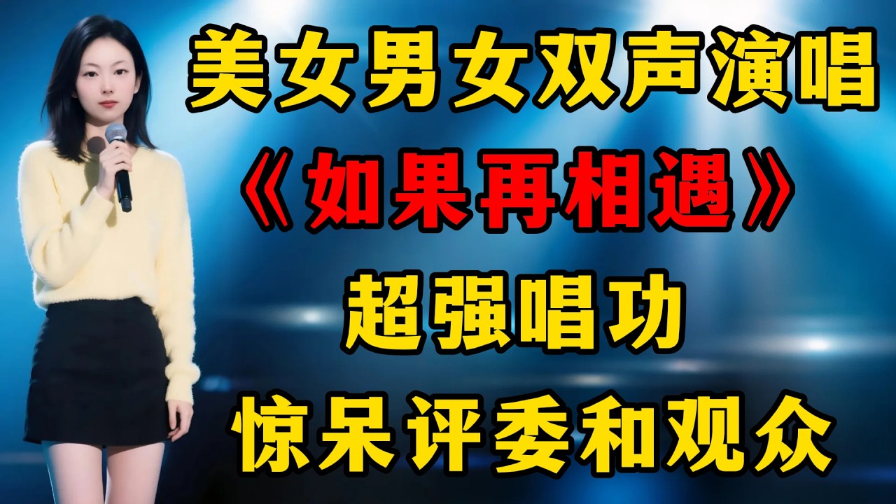 太厉害了！美女男女双声演唱《如果再相遇》，超强唱功惊呆评委和观众！