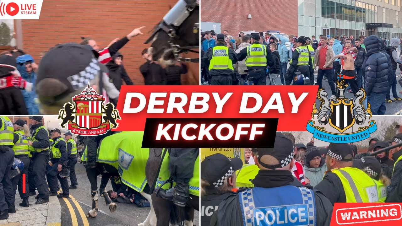 Derby Day Kickoff! Sunderland Fans Clash with Police - Newcastle United - 0-3 result! #nufc #safc