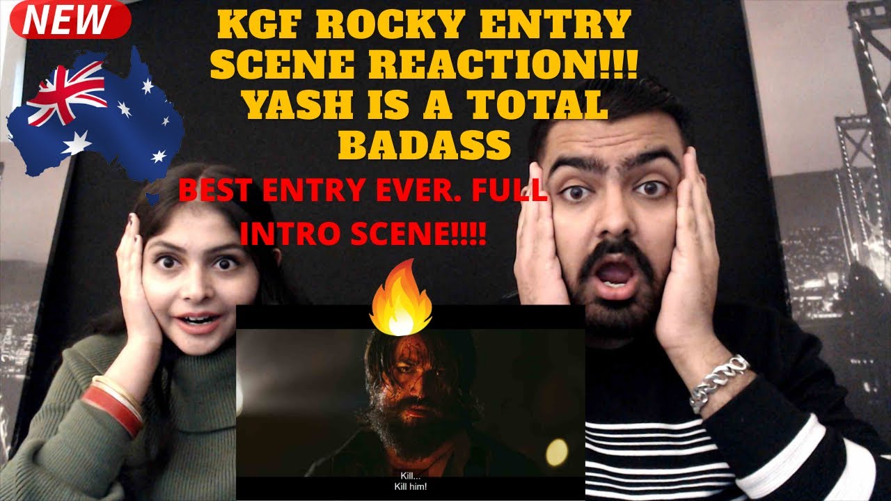 KGF ROCKY INTRO Scene Reaction by an AUSTRALIAN Couple | KGF reaction | Full FIGHT scene reaction!!