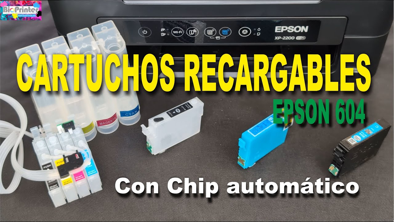 EPSON CARTUCHOS RECARGABLES 604 CON CHIP ARC DE REINICIO AUTOMÁTICO PARA XP-2200 XP-2205 XP-3200...