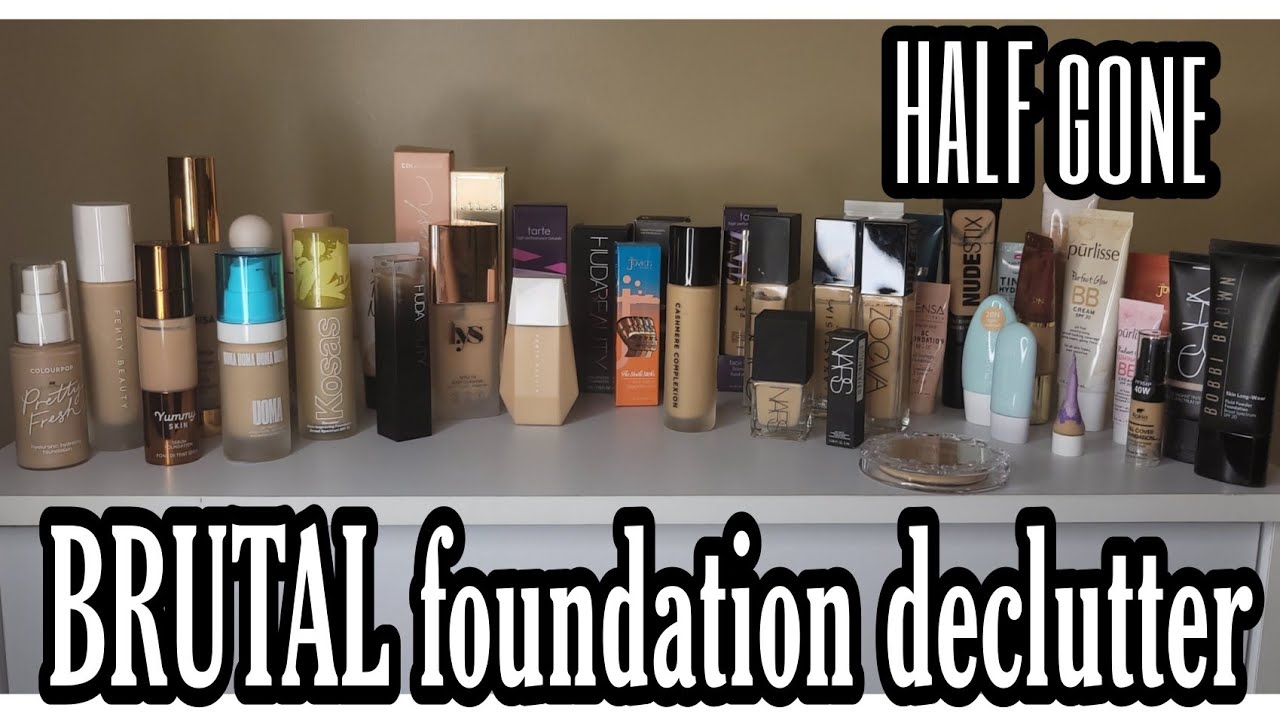 BRUTAL FOUNDATION DECLUTTER || MAKEUP DECLUTTER 2022