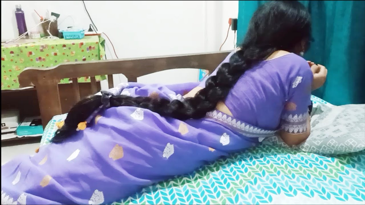 Sleep time long hair braid beauty play 