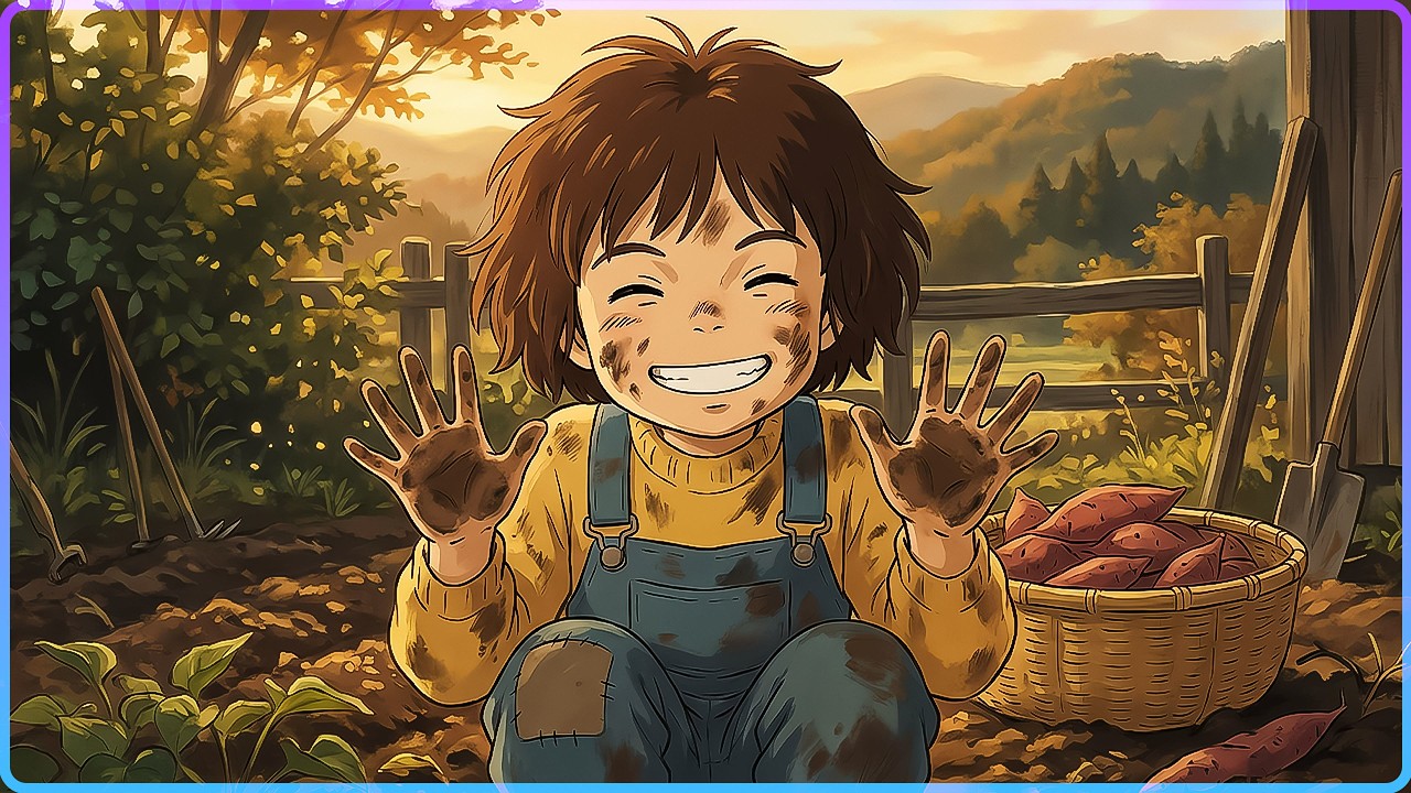The Most Beautiful Season in the Childhood of Mountain Children (Ghibli Style)
