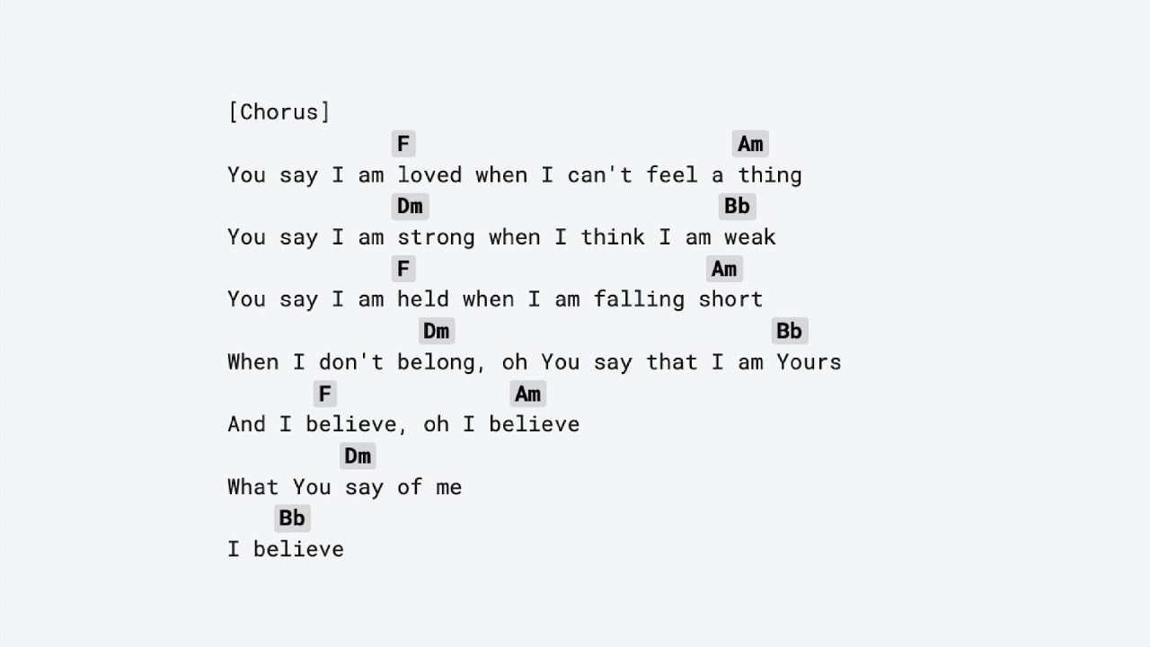 You say - Lauren Daigle (guitar chords & lyrics) NO CAPO