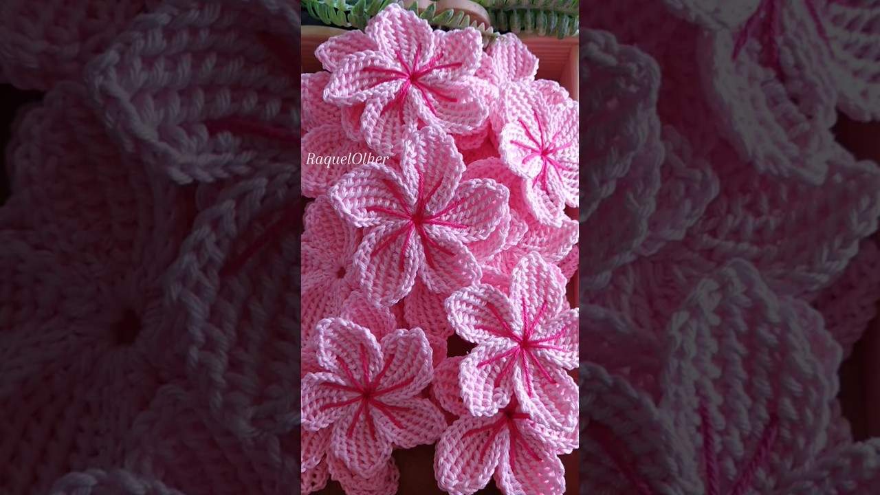 flor Sakura em croche       #shorts   #crochet #tutorial #flores #artesanato  #sousplatemcroche