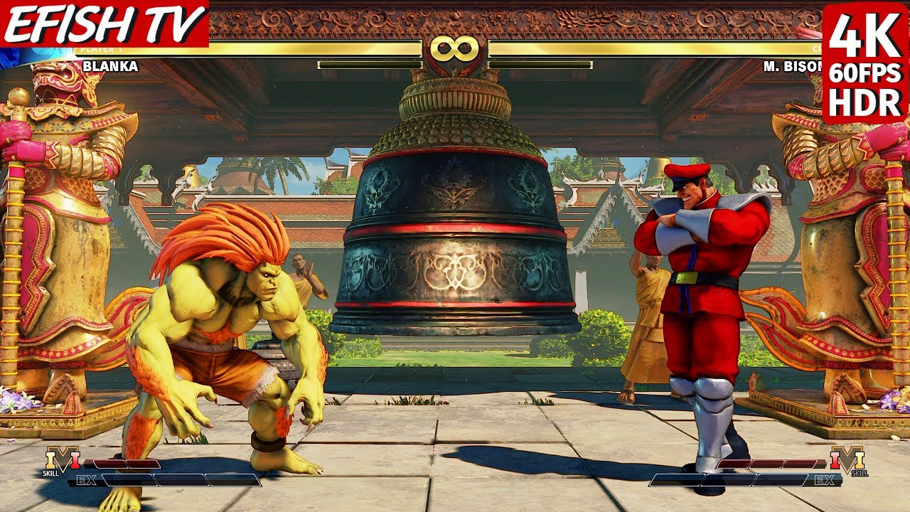 Blanka vs M. Bison (Hardest AI) - Street Fighter V | 4K 60FPS HDR