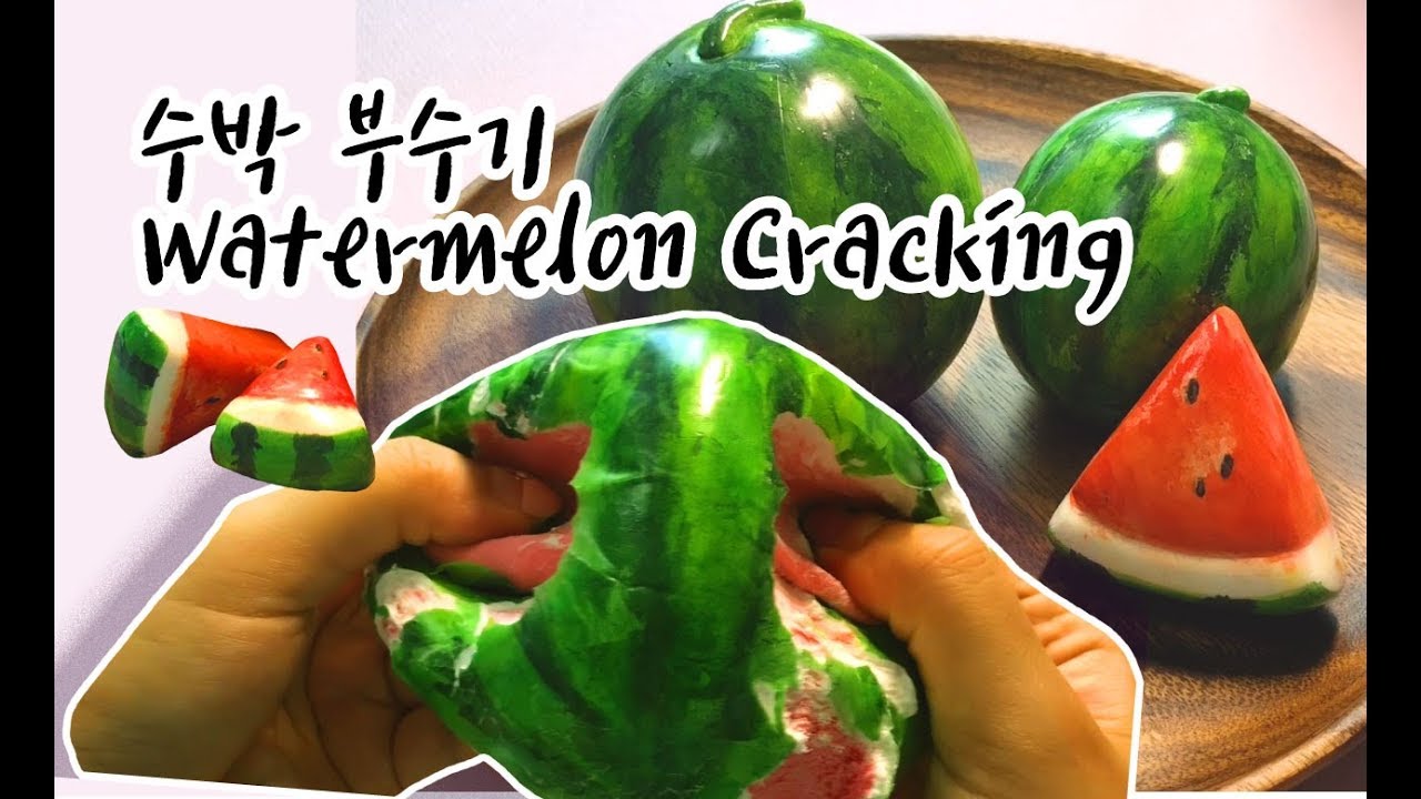 ASMR 쾌감대박 수박 점토부수기 Clay Cracking ASMR Watermelon Clay Popping 클레이부수기 粘土割れ nứt đất sét