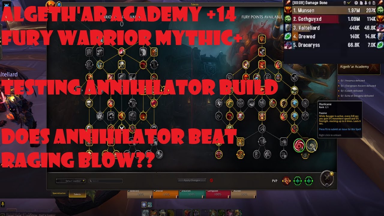 Fury Warrior Level 70 Annihilator Build for Mythic Plus in Dragon Flight