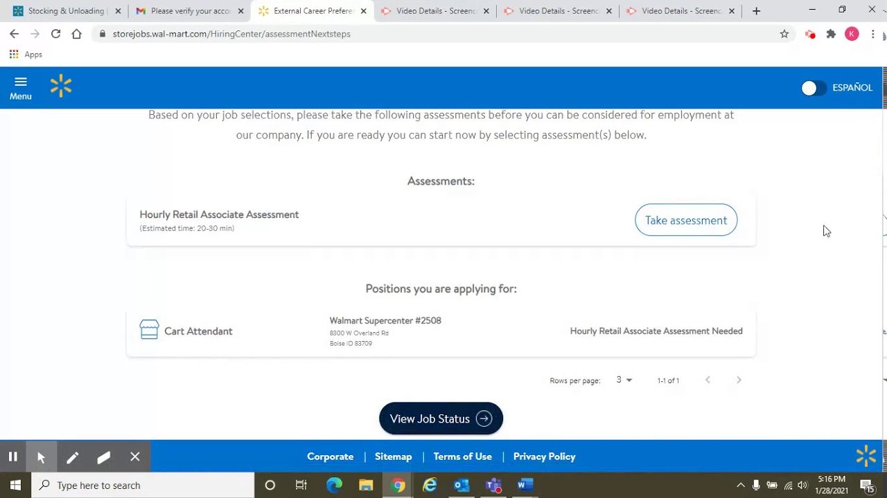 Video 4 Walmart Job Application