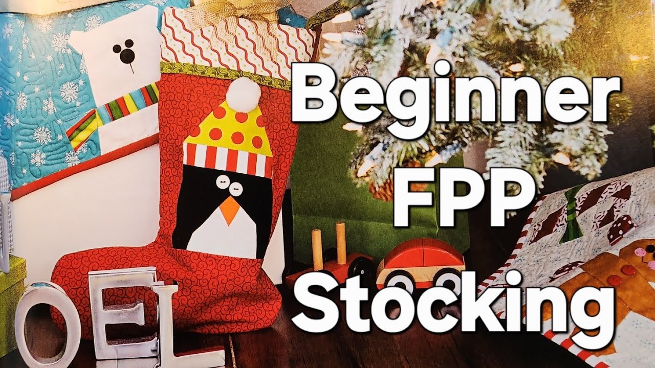 FPP Penguin Stocking, Beginner Paper Piecing Sewing, #fpp #paperpiecing #scrapfabric #penguin