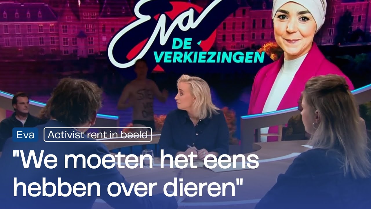 Dierenactivist 'vegan streaker' rent in onderbroek in beeld bij Eva Jinek | TV momenten