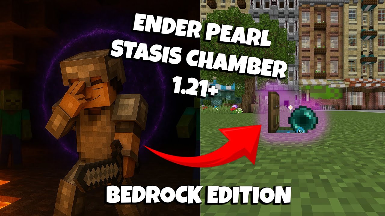 Minecraft Bedrock 1.21+ How to make an Ender Pearl Stasis Chamber - With 1 minute to 5 Hour Timer!
