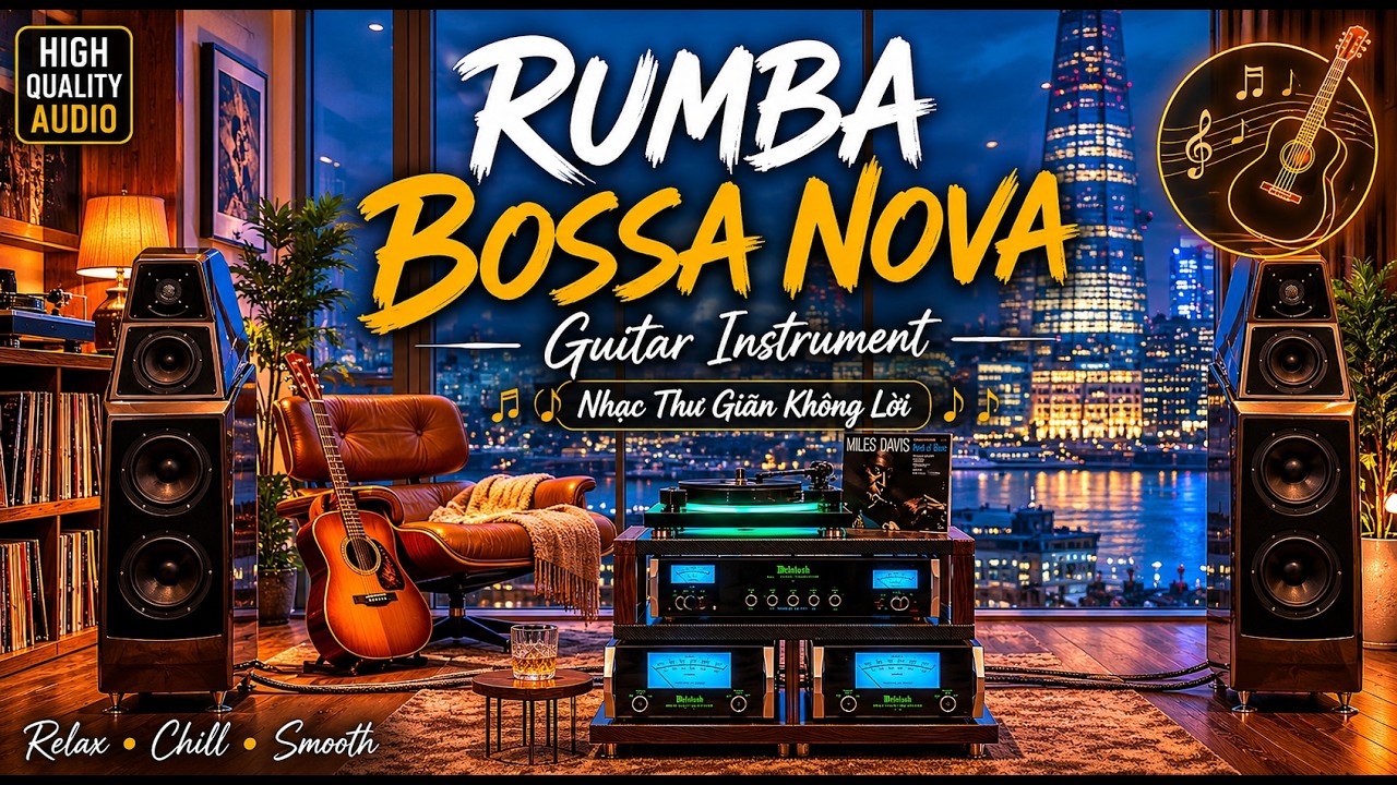 [3 HOUR] RUMBA BOSSA NOVA Guitar Instrument | Relaxing Cafe Music | Nhạc Thư Gi&atilde;n Kh&ocirc;ng Lời