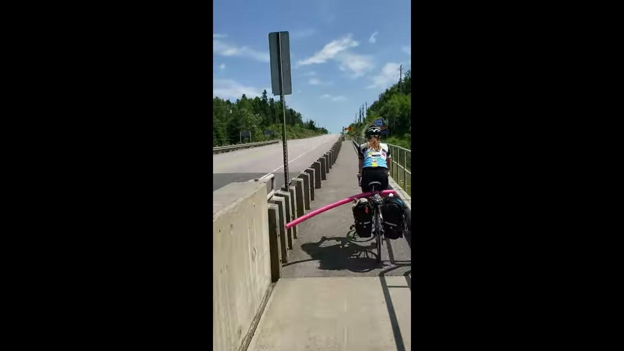 Biking into Terrace Bay, Ontario- Lake Superior Circle Tour